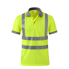 fluorescent yellow breathable reflective safety polo shirt 