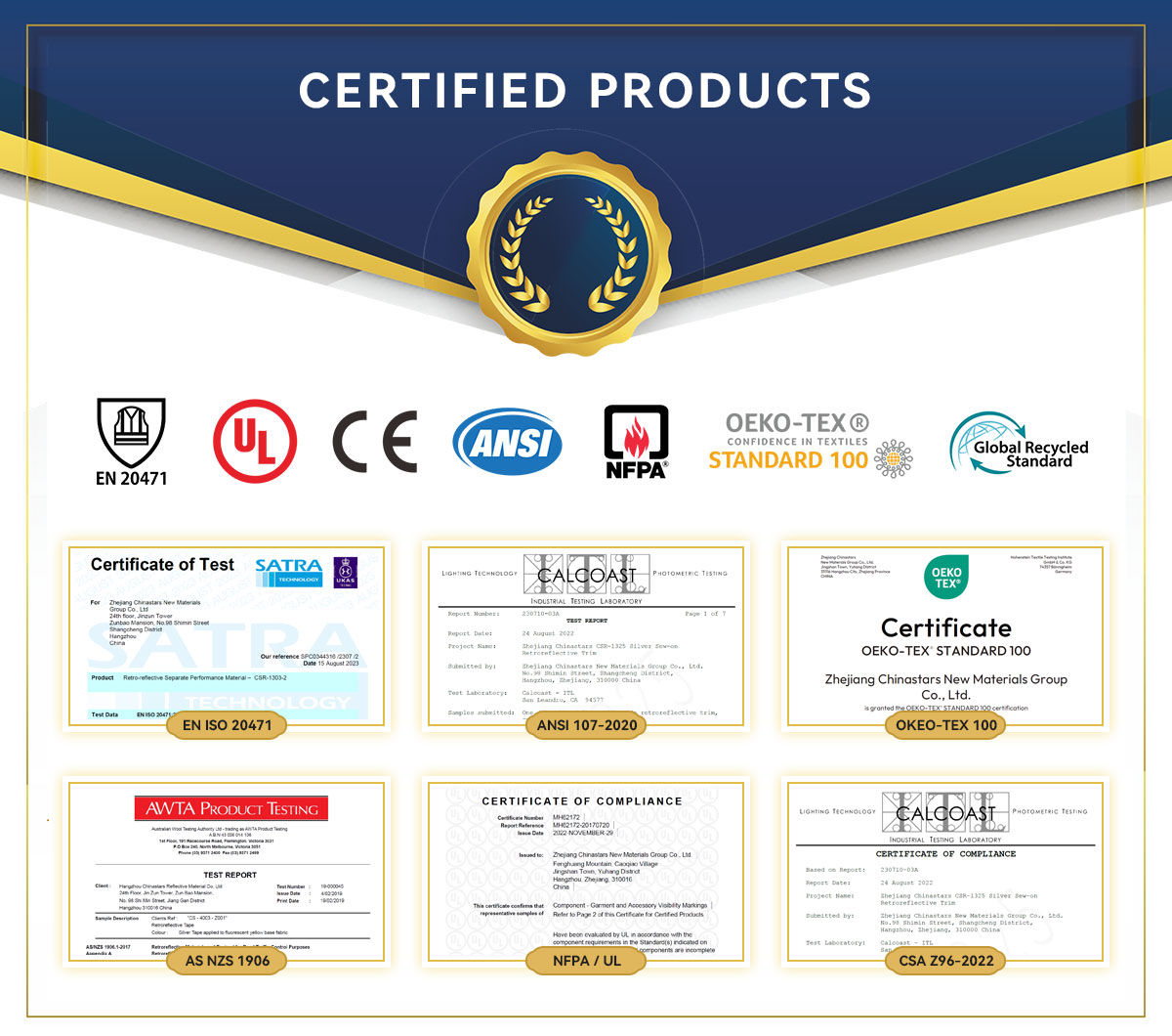 reflective tape certificates