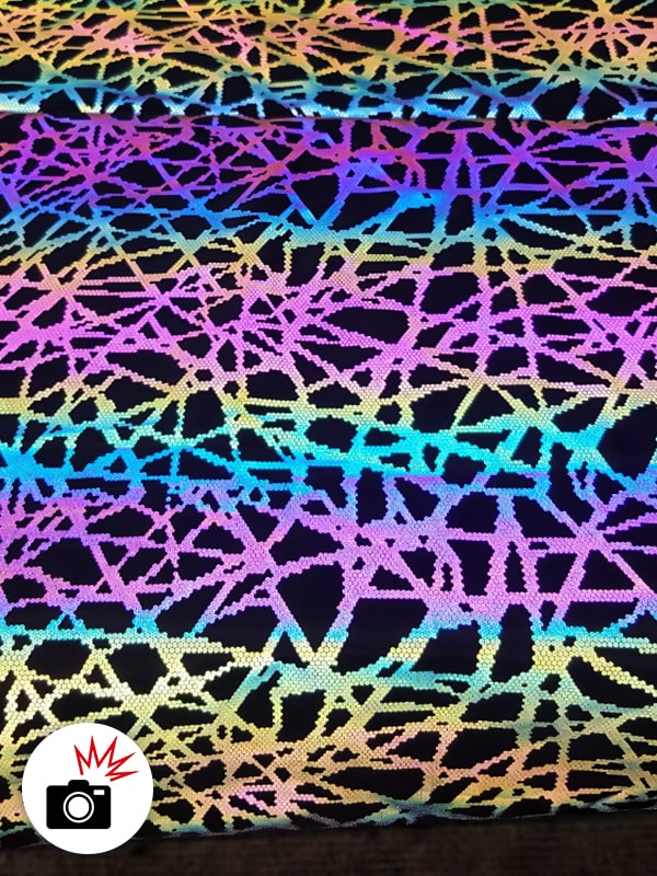Tissu réfléchissant imprimé arc-en-ciel nid d'oiseau