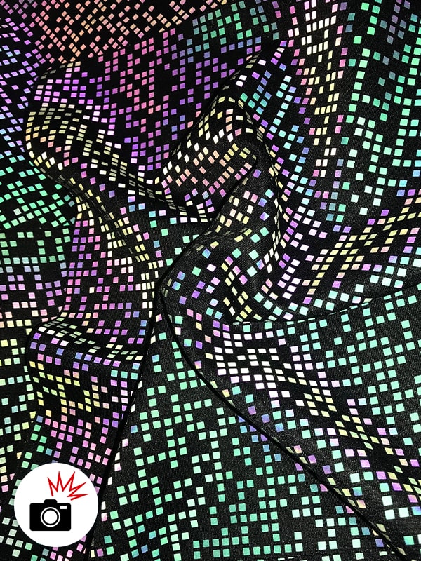 Tissu réfléchissant en tricot imprimé arc-en-ciel