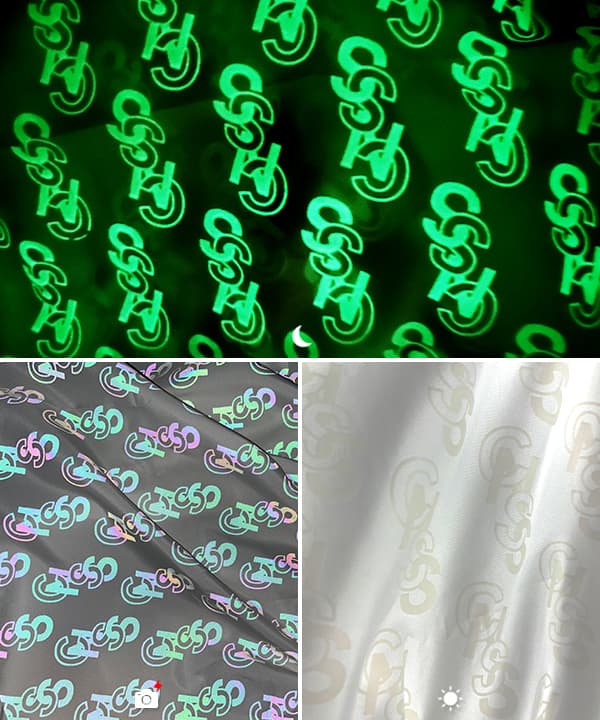 Tissu de base avec motif imprimé phosphorescent