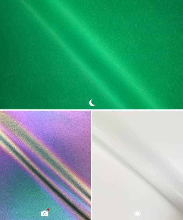 Tissu réfléchissant arc-en-ciel qui brille dans le noir