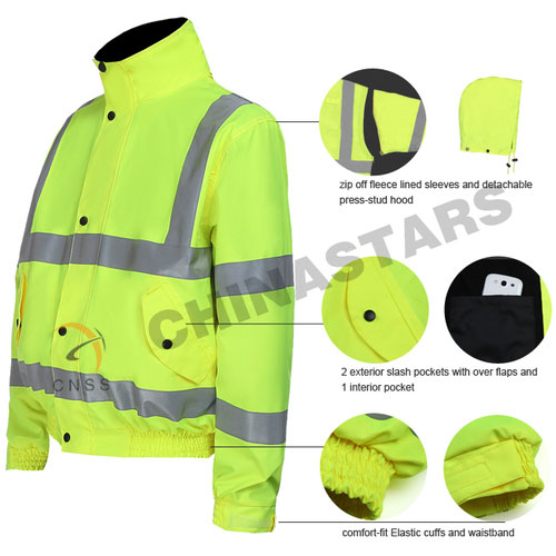 High visibility 4-in-1 reflective safety jacket