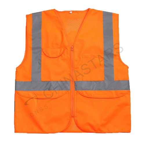 Zipper reflective vest with multiple pockets