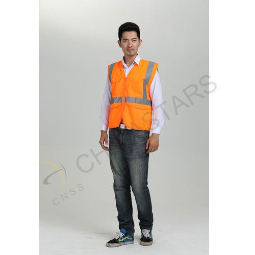 Zipper reflective vest with multiple pockets