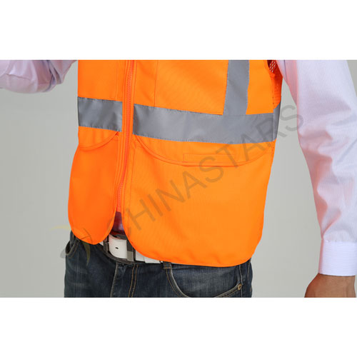 Zipper reflective vest with multiple pockets