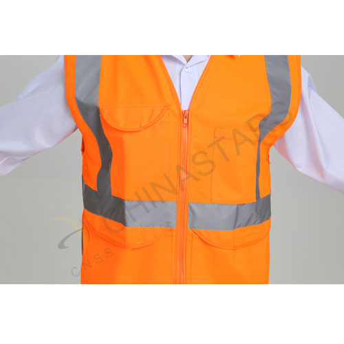 Zipper reflective vest with multiple pockets