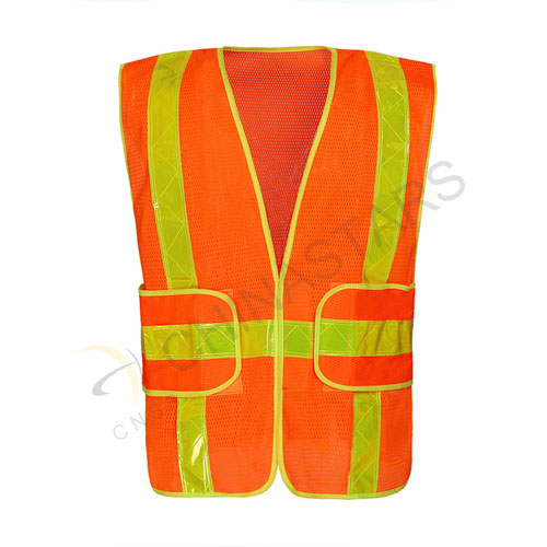 Reflective mesh vest with prismatic tape