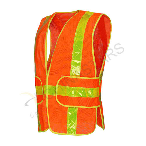 Gilet in rete riflettente con nastro prismatico