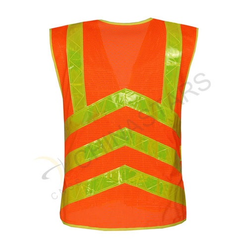 Gilet in rete riflettente con nastro prismatico