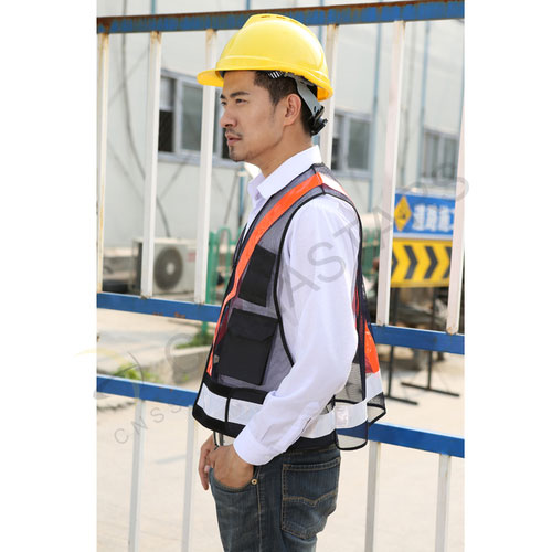 Black mesh warning reflective vest 