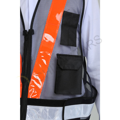 Black mesh warning reflective vest 