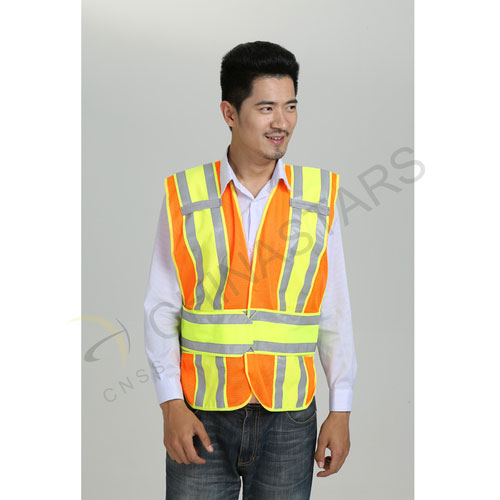 Fluorescent orange mesh reflective vest