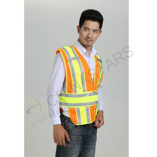 Fluorescent orange mesh reflective vest