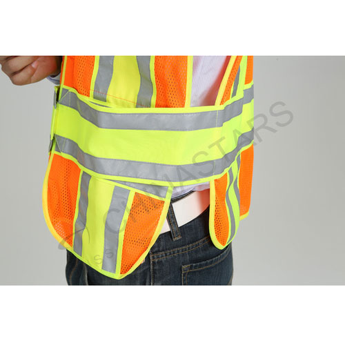 Fluorescent orange mesh reflective vest