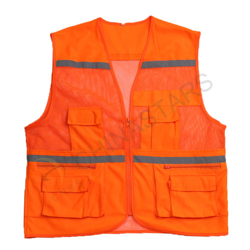 Hi-vis reflective vest with mesh on rear & thin tape