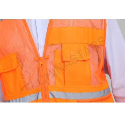 Hi-vis reflective vest with mesh on rear & thin tape
