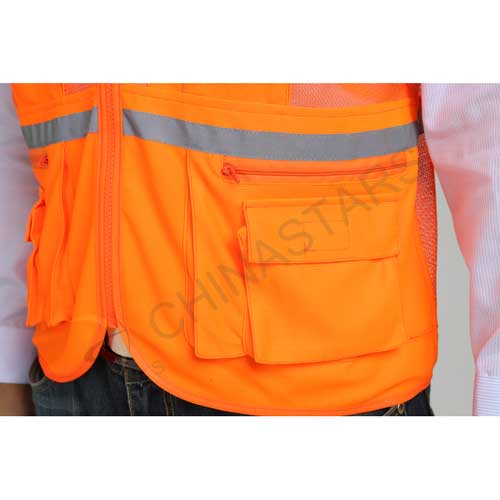 Hi-vis reflective vest with mesh on rear & thin tape