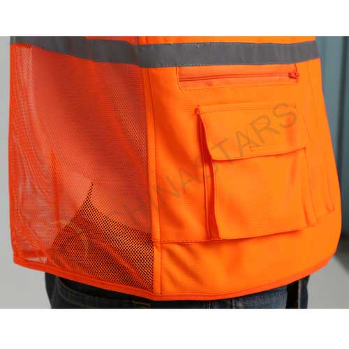 Hi-vis reflective vest with mesh on rear & thin tape