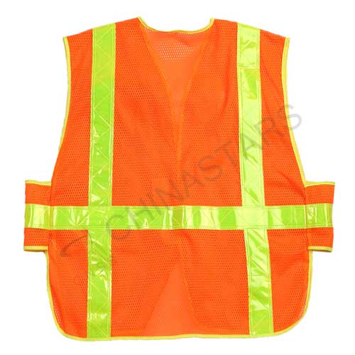 Gilet réfléchissant orange fluo avec bande prismatique