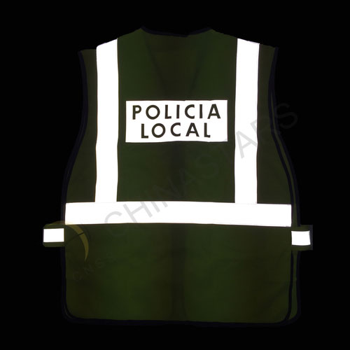 Reflective vest with Policia local logo