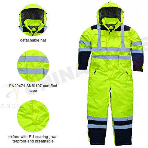 300D oxford  waterproof hi vis safety coverall