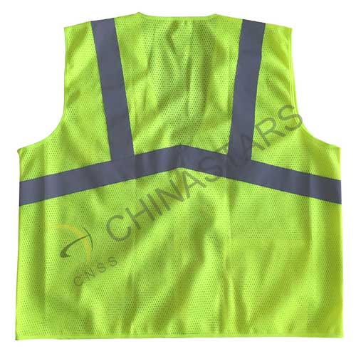 Mesh reflective safety vest with with zipper closure