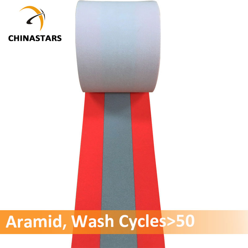 100% aramid fireproof reflective tape orange-silver-orange