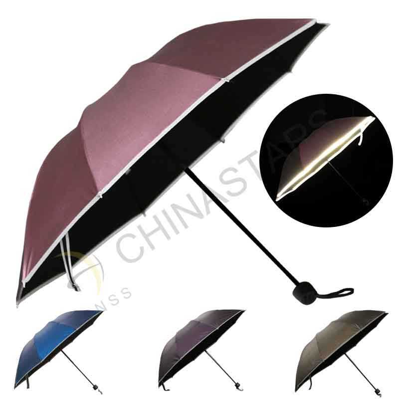 Sun Rain Three folding safety umbrella with reflective edge