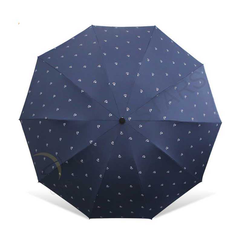 Three folding safety umbrella with reflective pattern