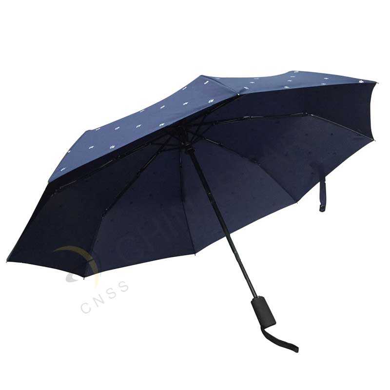 Three folding safety umbrella with reflective pattern