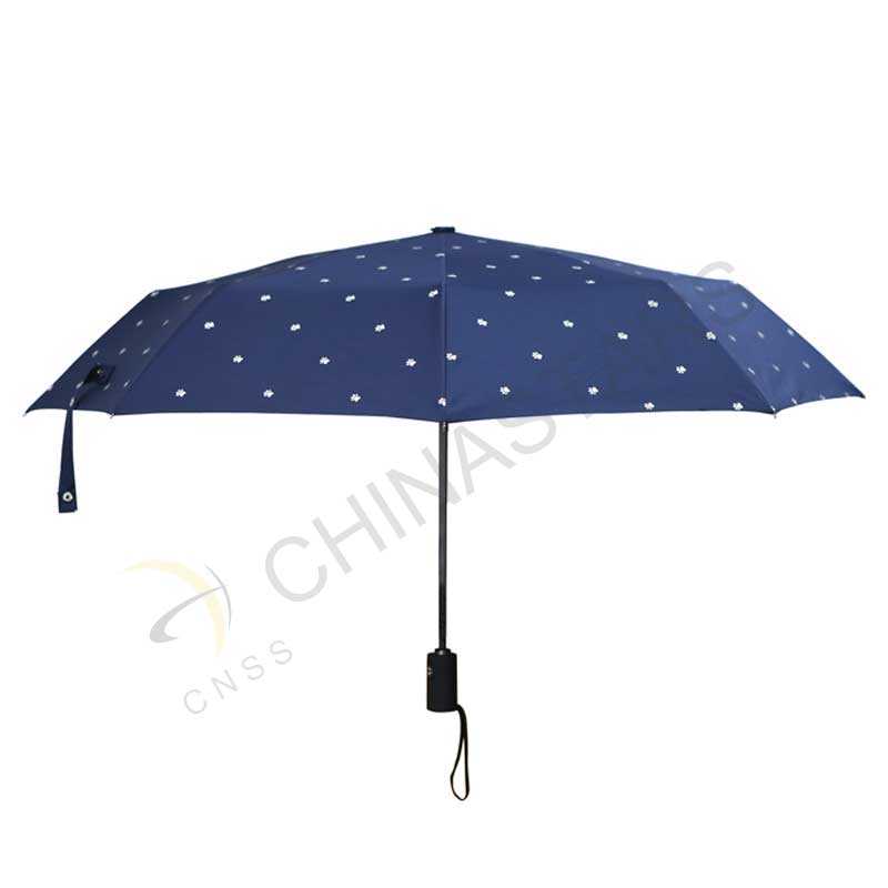 Three folding safety umbrella with reflective pattern