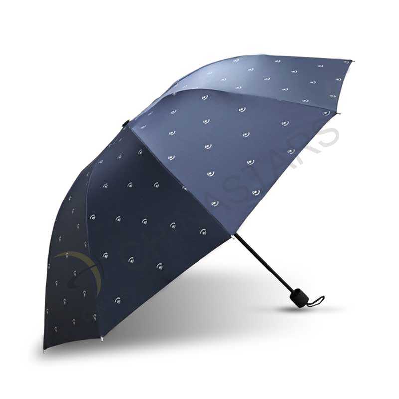 Three folding safety umbrella with reflective pattern