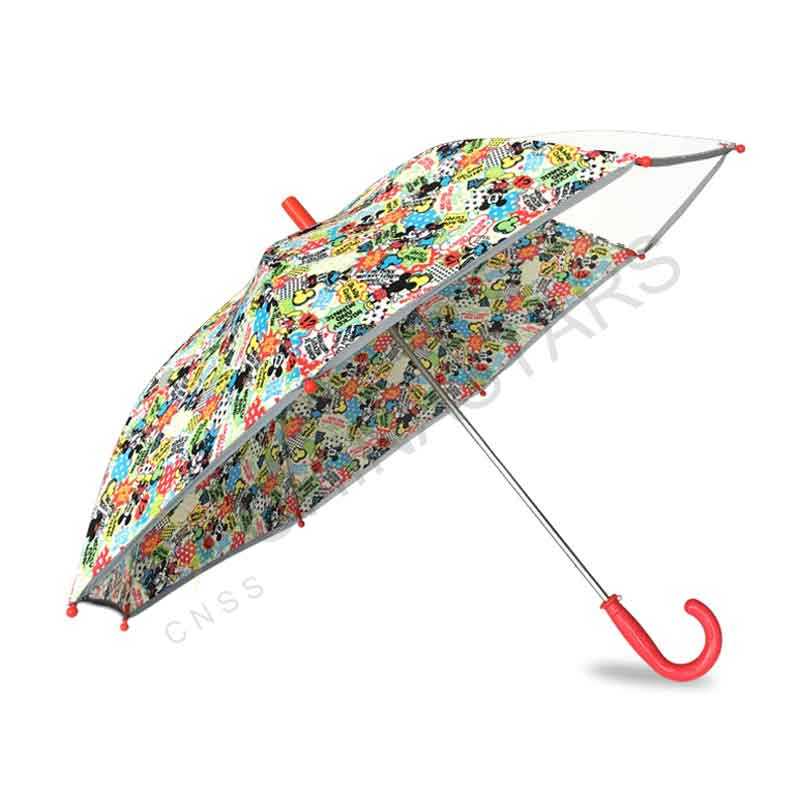 Stick safety umbrella with reflective edge for children