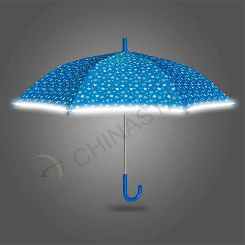 Stick safety umbrella with reflective edge for children