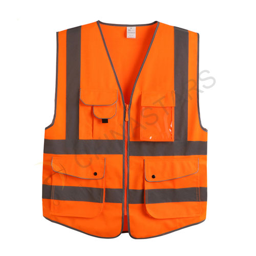 Safety reflective vest with multifunctional pockets 