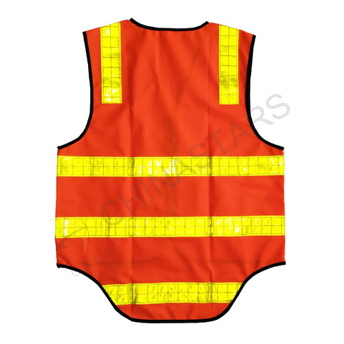 Zipper closure orange reflective vest with prismatic stripe