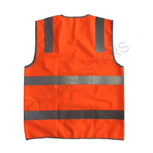 Fluoresent orange reflective vest with polyster