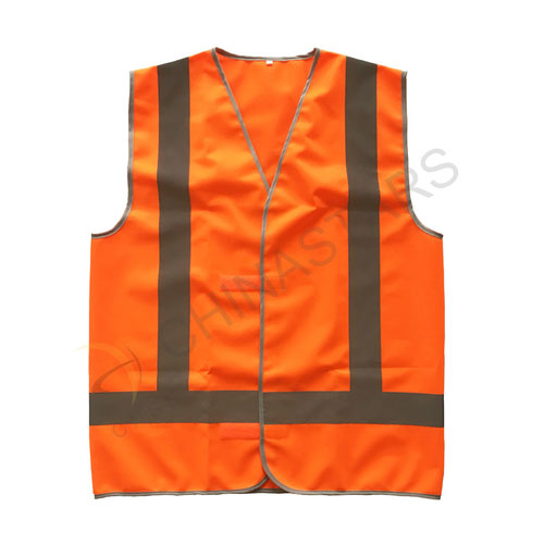 Fluorescent orange reflective vest with X reflective strips 