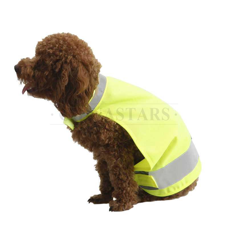Fluorescent yellow pets safety vest with reflective strip 