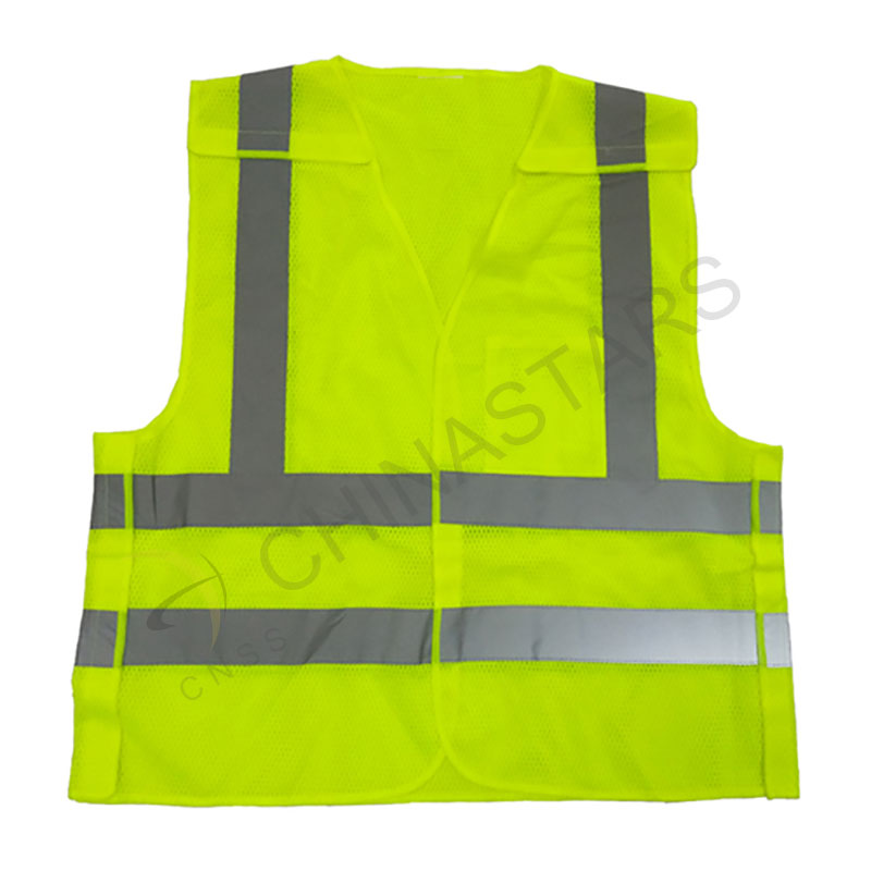 Fluorescent yellow Mesh 5 point breakaway reflective vest 