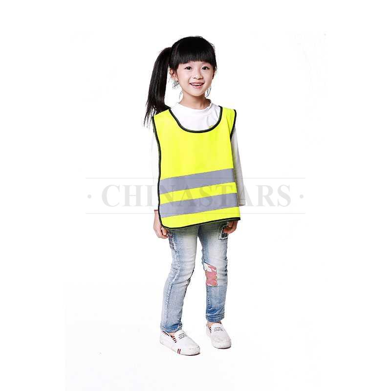 Fluorescent yellow children safety vest with reflective tape