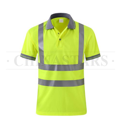 Polo de seguridad reflectante transpirable amarillo fluorescente