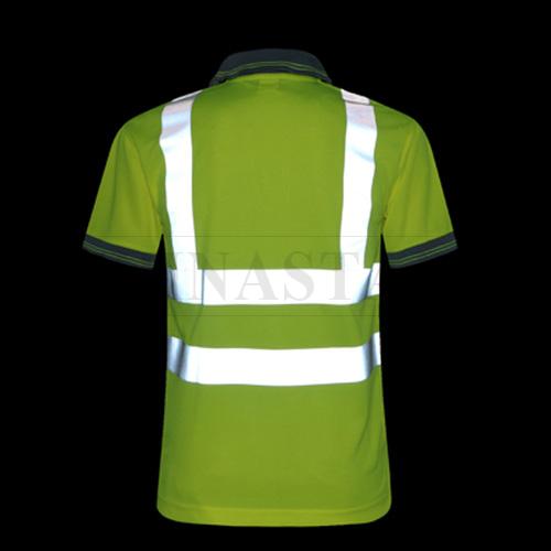 fluorescent yellow breathable reflective safety polo shirt 