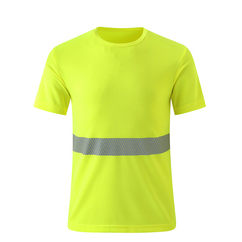 yellow safety T shirt with reflective stripes
