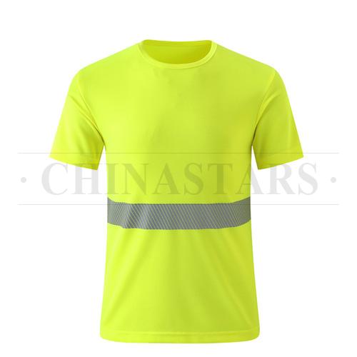 yellow safety T shirt with reflective stripes