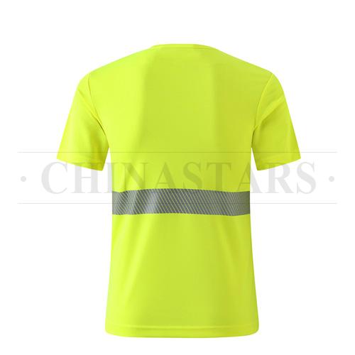 yellow safety T shirt with reflective stripes