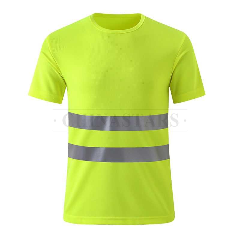 Reflective safety T shirt with double reflective stripe