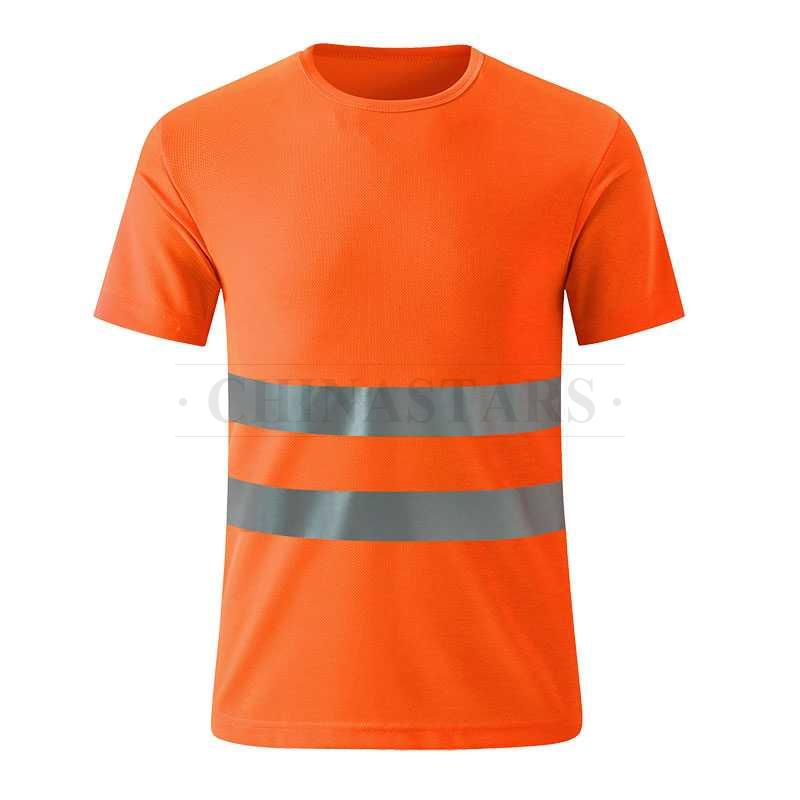 Reflective safety T shirt with double reflective stripe