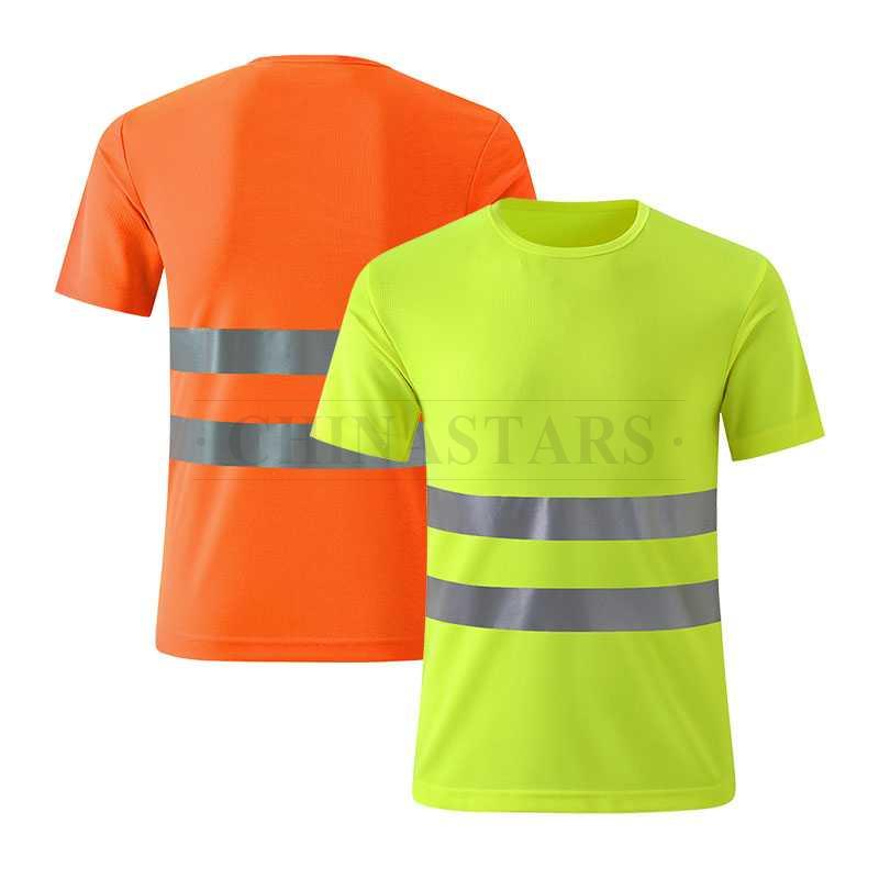 Reflective safety T shirt with double reflective stripe